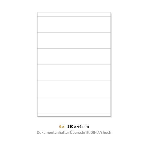 10 Bögen | Einleger für Dokumentenhalter Überschrift A4h im Format 234 x 70 mm  auf perforiertem A4 Bogen